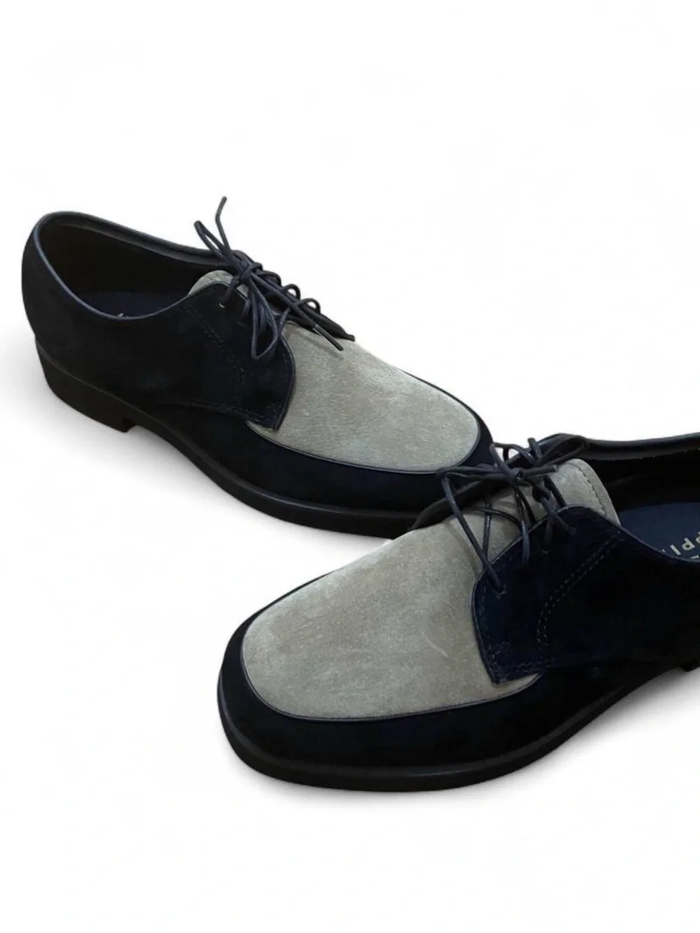 Hush Puppies Two-Tone Suede Derby Shoes - Navy and Light Gray